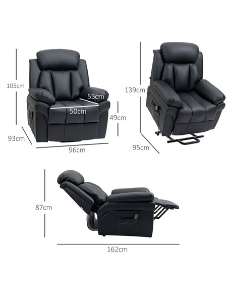 HOMCOM Power Lift Chair Recliner for Elderly, Electric Recliner Chair, Overstuffed Faux Leather Riser and Reclining Armchair wit - pic 167124 | FastDaddyshop