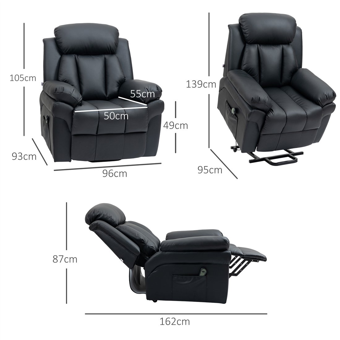 HOMCOM Electric Power Lift Recliner Chair with Remote Control Black 713-013V73BK pic2