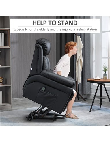 HOMCOM Power Lift Chair Recliner for Elderly, Electric Recliner Chair, Overstuffed Faux Leather Riser and Reclining Armchair wit
