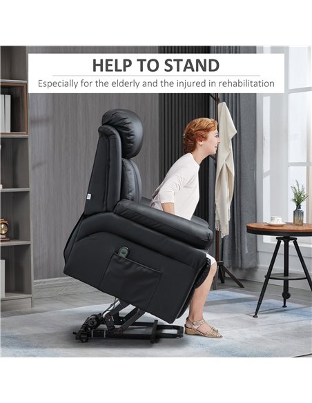 HOMCOM Power Lift Chair Recliner for Elderly, Electric Recliner Chair, Overstuffed Faux Leather Riser and Reclining Armchair wit - pic 167125 | FastDaddyshop