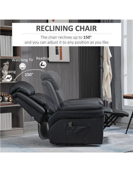 HOMCOM Power Lift Chair Recliner for Elderly, Electric Recliner Chair, Overstuffed Faux Leather Riser and Reclining Armchair wit - pic 167126 | FastDaddyshop