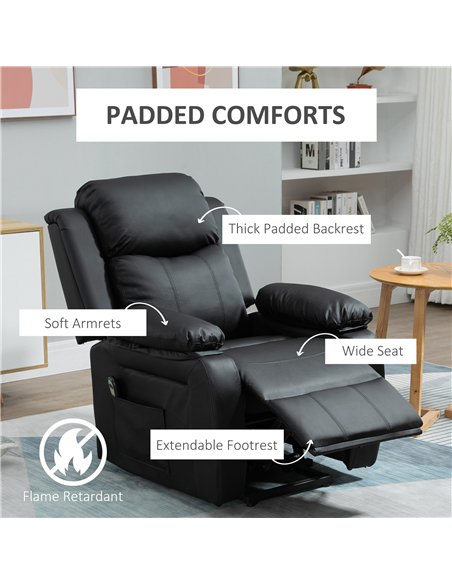 HOMCOM Power Lift Chair Recliner for Elderly, Electric Recliner Chair, Overstuffed Faux Leather Riser and Reclining Armchair wit - pic 167128 | FastDaddyshop