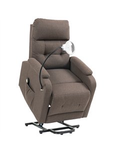 HOMCOM Electric Rise/Recline Armchair, with Reading Light - Brown
