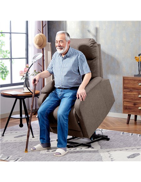HOMCOM Electric Rise/Recline Armchair, with Reading Light - Brown - pic 167132 | FastDaddyshop