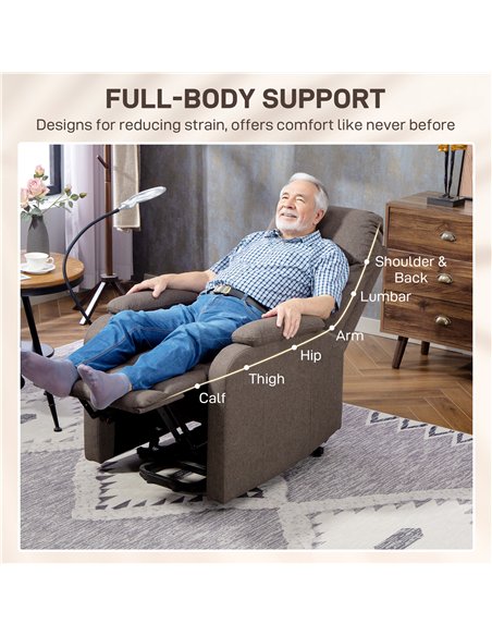 HOMCOM Electric Rise/Recline Armchair, with Reading Light - Brown - pic 167137 | FastDaddyshop