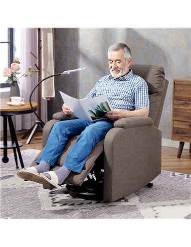 HOMCOM Electric Rise/Recline Armchair, with Reading Light - Brown