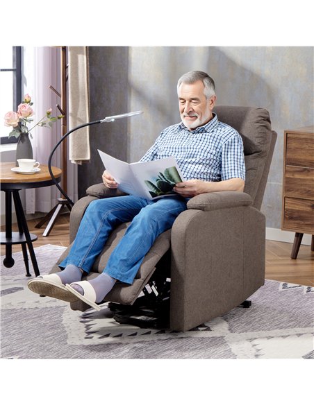 HOMCOM Electric Rise/Recline Armchair, with Reading Light - Brown - pic 167138 | FastDaddyshop