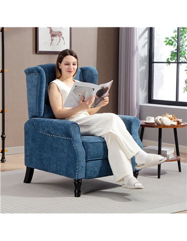 HOMCOM 150° Reclining Vintage Armchair, with footrest, Royal Blue