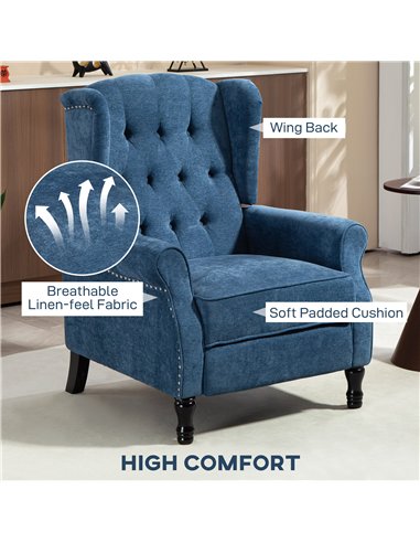 HOMCOM 150° Reclining Vintage Armchair, with footrest, Royal Blue