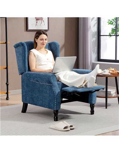 HOMCOM 150° Reclining Vintage Armchair, with footrest, Royal Blue
