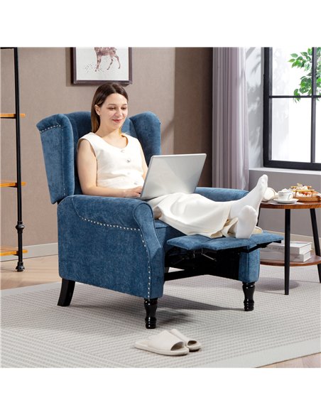 HOMCOM 150° Reclining Vintage Armchair, with footrest, Royal Blue - pic 167146 | FastDaddyshop