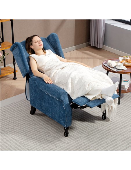 HOMCOM 150° Reclining Vintage Armchair, with footrest, Royal Blue - pic 167147 | FastDaddyshop