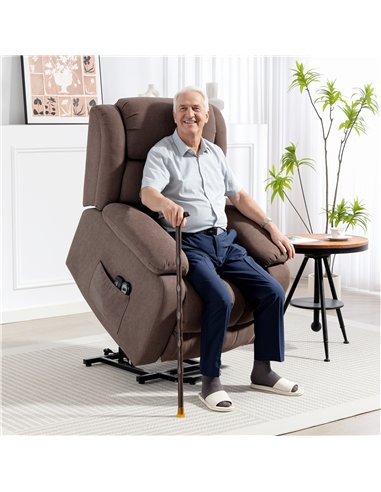 HOMCOM Eight-Point Massage Electric Lift Chair - Dark Brown