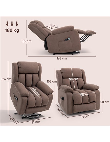 HOMCOM Eight-Point Massage Electric Lift Chair - Dark Brown - pic 167160 | FastDaddyshop