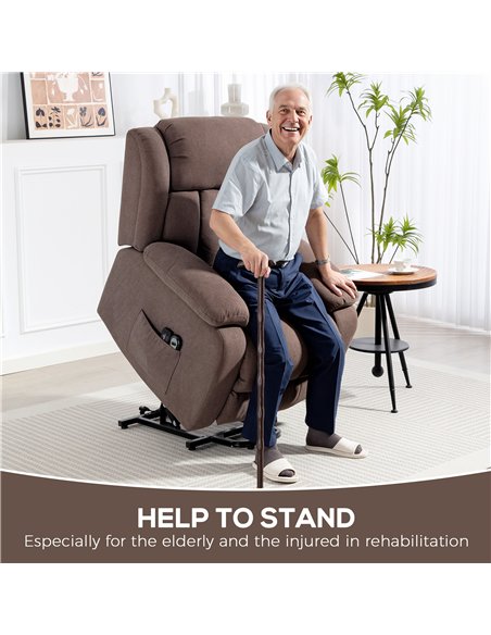 HOMCOM Eight-Point Massage Electric Lift Chair - Dark Brown - pic 167161 | FastDaddyshop