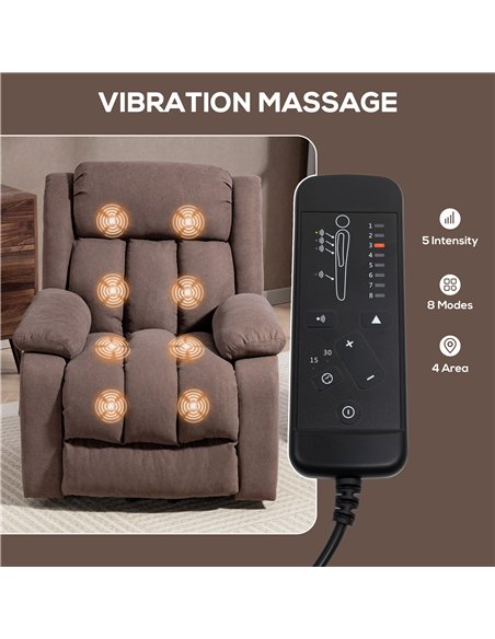 HOMCOM Eight-Point Massage Electric Lift Chair - Dark Brown - pic 167162 | FastDaddyshop