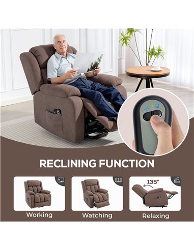 HOMCOM Eight-Point Massage Electric Lift Chair - Dark Brown