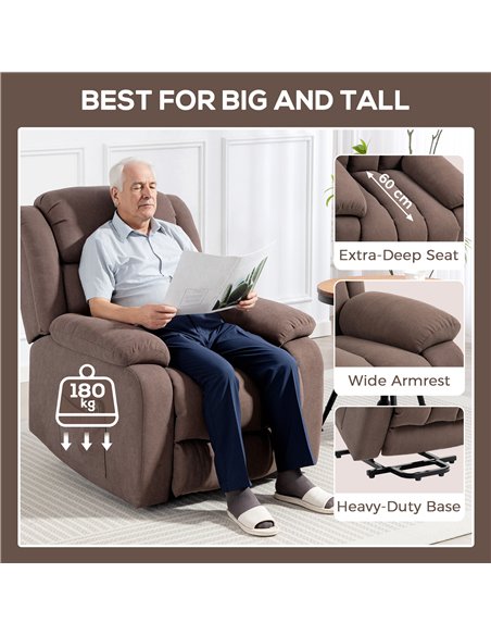 HOMCOM Eight-Point Massage Electric Lift Chair - Dark Brown - pic 167164 | FastDaddyshop