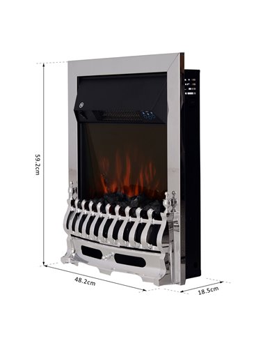 Homcom Contemporary Electric Fireplace with Glass View, LED Lighting, Remote Control, 1000W/2000W