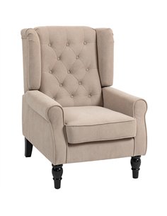 HOMCOM Wingback Accent Chair, Retro Upholstered Button Tufted Occasional Chair for Living Room and Bedroom, Beige