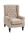HOMCOM Wingback Accent Chair, Retro Upholstered Button Tufted Occasional Chair for Living Room and Bedroom, Beige