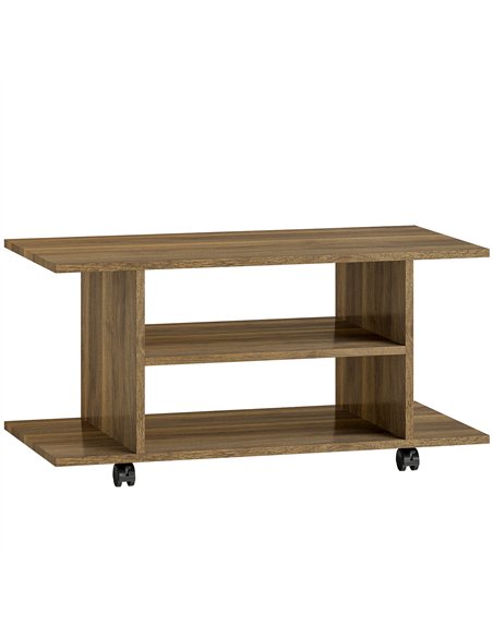 HOMCOM Modern TV Cabinet Stand Storage Shelves Table Mobile Bedroom Furniture Bookshelf Bookcase Walnut - pic 167194 | FastDaddyshop