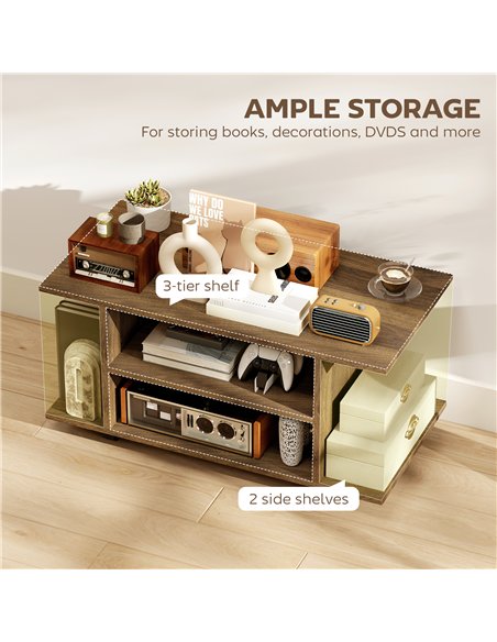 HOMCOM Modern TV Cabinet Stand Storage Shelves Table Mobile Bedroom Furniture Bookshelf Bookcase Walnut - pic 167197 | FastDaddyshop