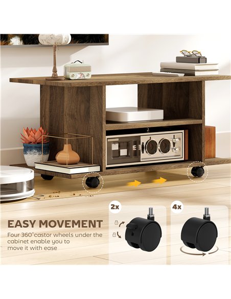 HOMCOM Modern TV Cabinet Stand Storage Shelves Table Mobile Bedroom Furniture Bookshelf Bookcase Walnut - pic 167198 | FastDaddyshop