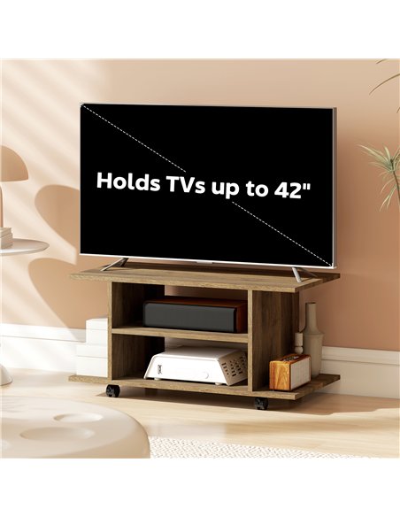HOMCOM Modern TV Cabinet Stand Storage Shelves Table Mobile Bedroom Furniture Bookshelf Bookcase Walnut - pic 167200 | FastDaddyshop