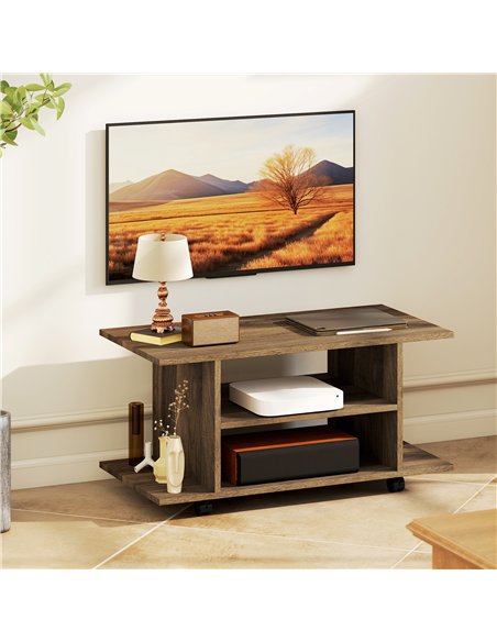 HOMCOM Modern TV Cabinet Stand Storage Shelves Table Mobile Bedroom Furniture Bookshelf Bookcase Walnut - pic 167201 | FastDaddyshop