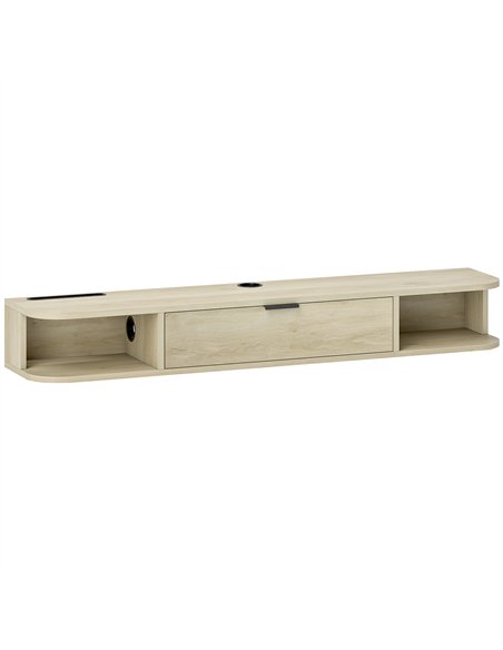 HOMCOM 120 cm Floating TV Unit for TVs up to 50 Inch - Natural - pic 167203 | FastDaddyshop