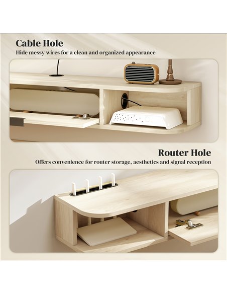 HOMCOM 120 cm Floating TV Unit for TVs up to 50 Inch - Natural - pic 167208 | FastDaddyshop