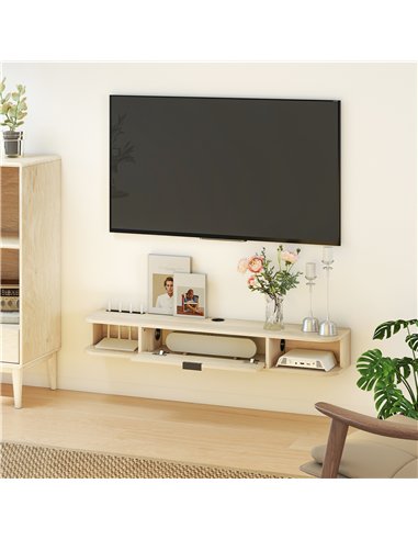 HOMCOM 120 cm Floating TV Unit for TVs up to 50 Inch - Natural
