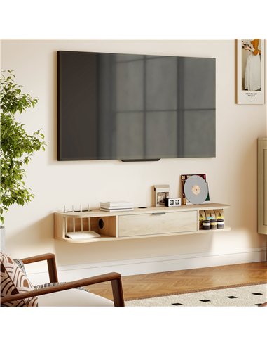 HOMCOM 120 cm Floating TV Unit for TVs up to 50 Inch - Natural
