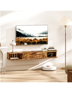 HOMCOM 120 cm Floating TV Unit for TVs up to 50 Inch - Rustic Brown 2