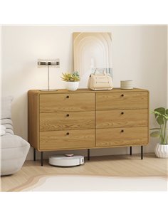 HOMCOM Chest of Drawers, 6 Drawer Dresser - Oak 2
