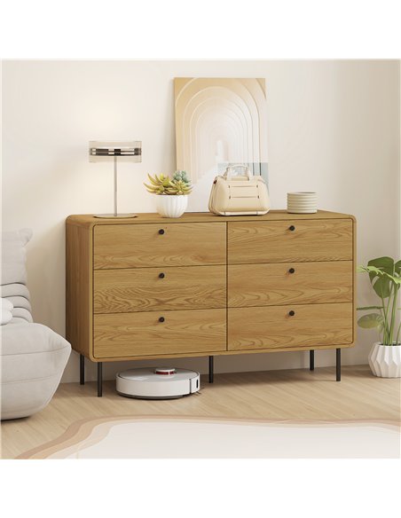 HOMCOM Chest of Drawers, 6 Drawer Dresser - Oak - pic 167222 | FastDaddyshop