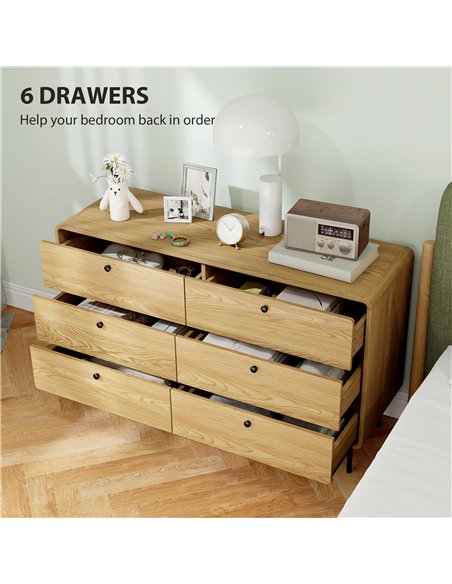 HOMCOM Chest of Drawers, 6 Drawer Dresser - Oak - pic 167224 | FastDaddyshop