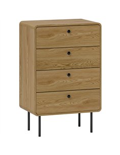 HOMCOM Modern Chest of Drawers with 4 Drawers - Oak