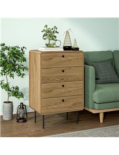 HOMCOM Modern Chest of Drawers with 4 Drawers - Oak 2
