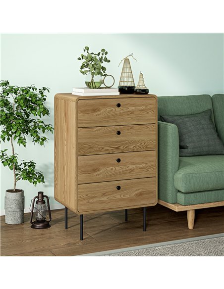 HOMCOM Modern Chest of Drawers with 4 Drawers - Oak - pic 167231 | FastDaddyshop