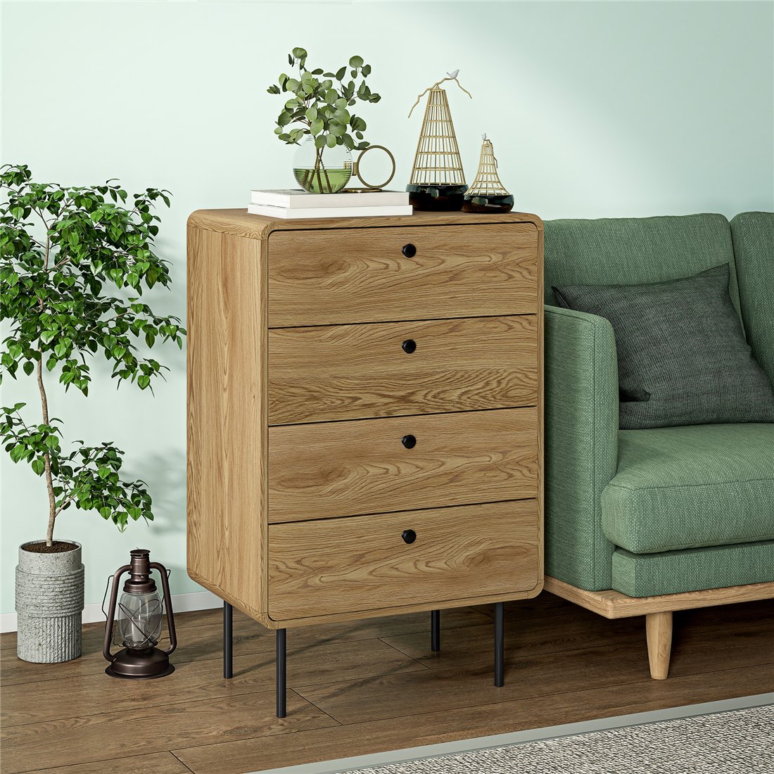 HOMCOM Modern 4-Drawer Chest of Drawers Oak 83D-063V01AK pic1