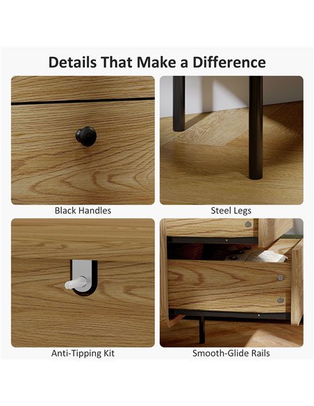 HOMCOM Modern Chest of Drawers with 4 Drawers - Oak - pic 167235 | FastDaddyshop