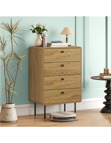 HOMCOM Modern Chest of Drawers with 4 Drawers - Oak - pic 167237 | FastDaddyshop