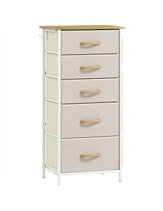 HOMCOM Chest of Five Fabric Drawers - Beige