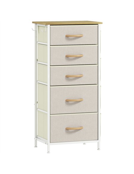 HOMCOM Chest of Five Fabric Drawers - Beige - pic 167239 | FastDaddyshop