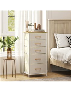 HOMCOM Chest of Five Fabric Drawers - Beige 2