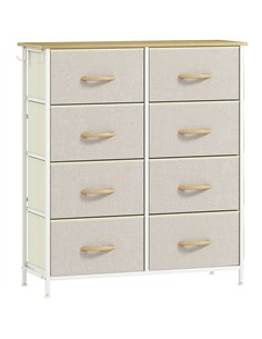 HOMCOM Chest of Eight Fabric Drawers - Beige