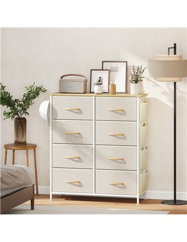 HOMCOM Chest of Eight Fabric Drawers - Beige