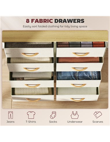 HOMCOM Chest of Eight Fabric Drawers - Beige